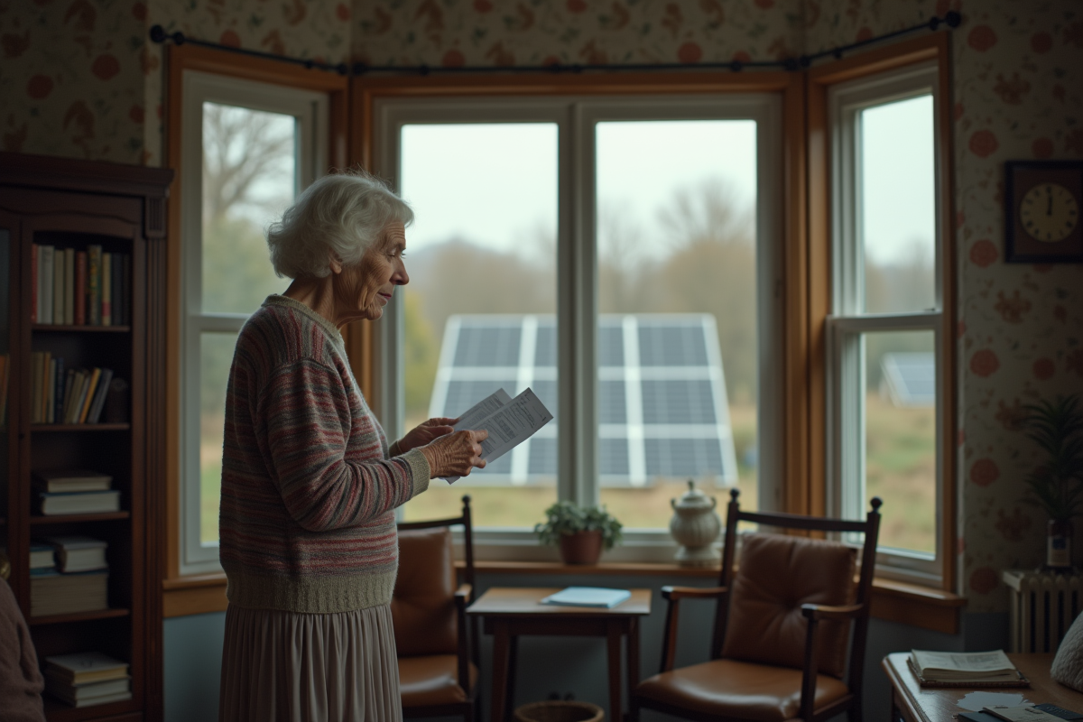 Femme âgée tenant une facture d