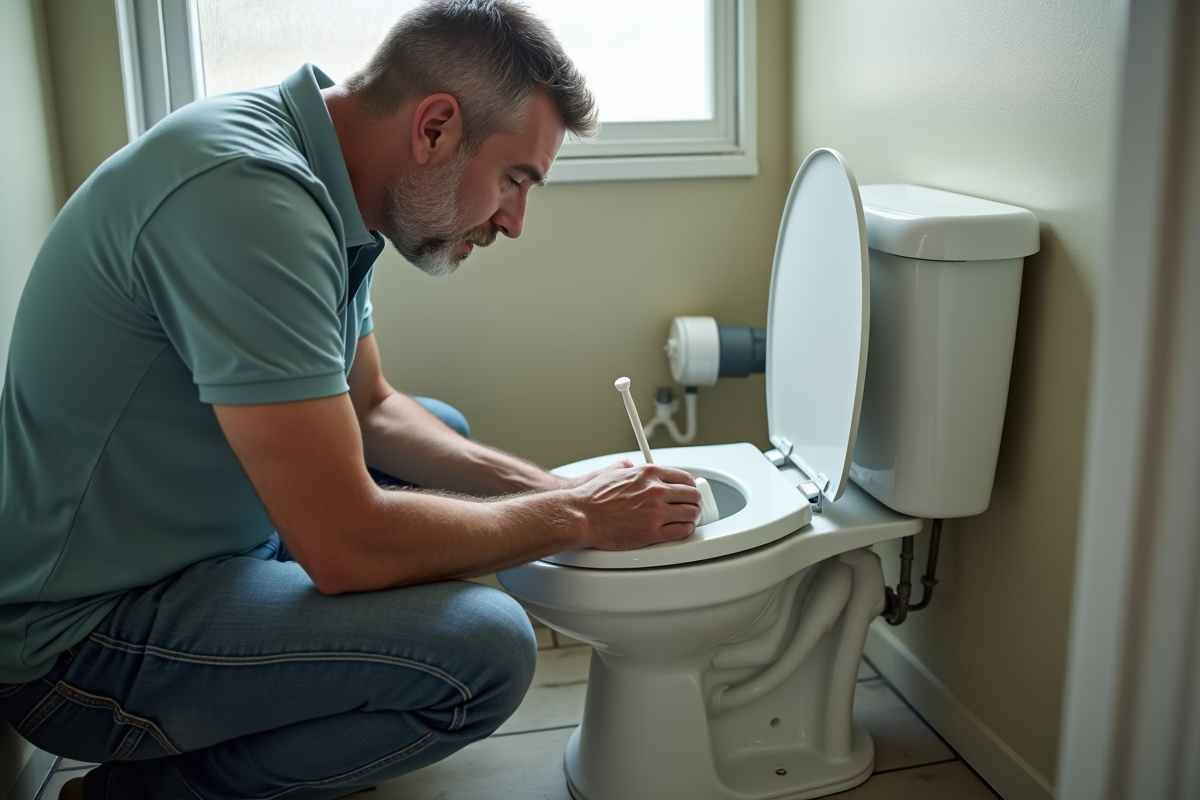 Homme concentré appliquant du shampoing sur une brosse de toilette